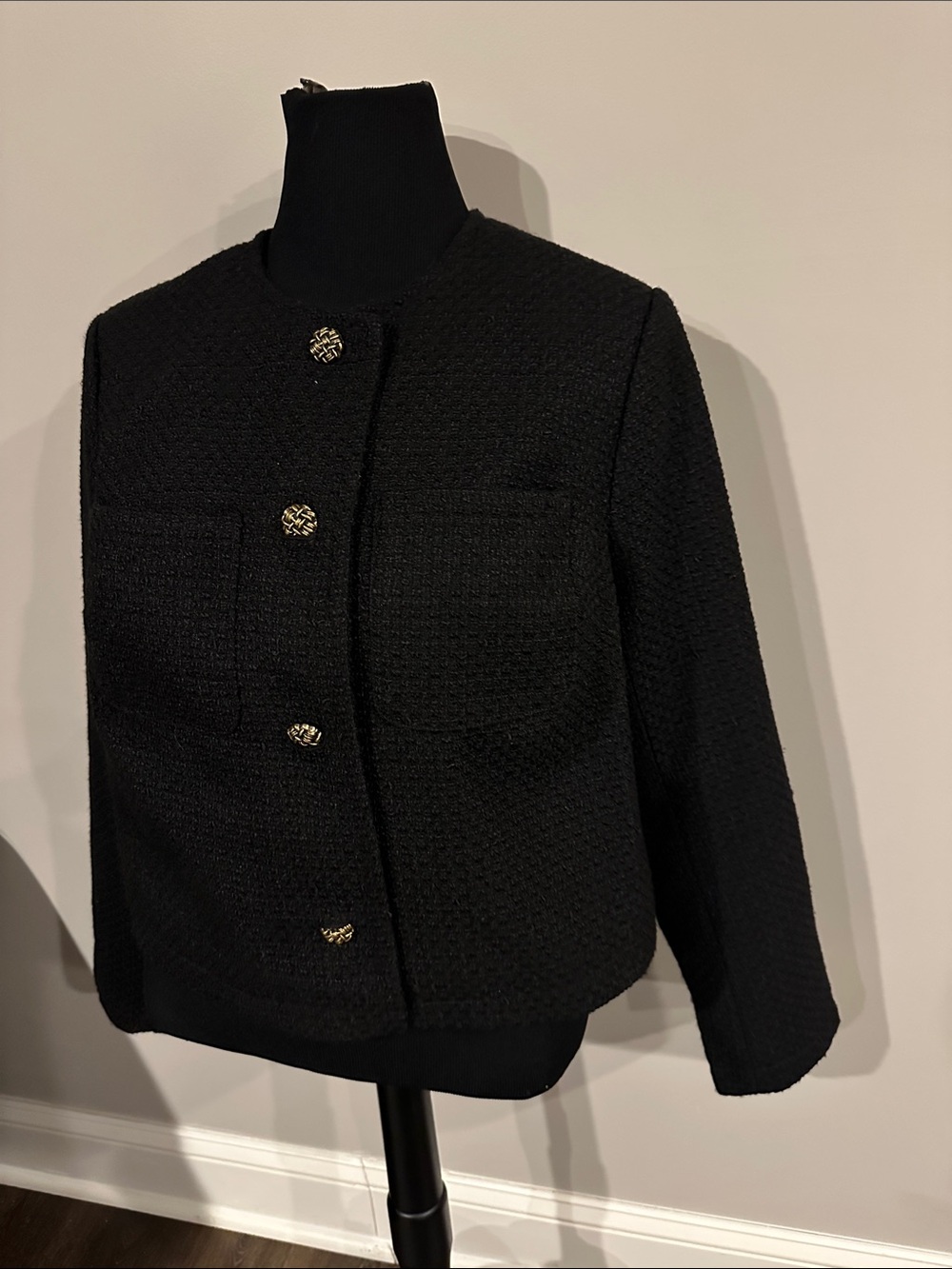 torrid Black Textured Lady Jacket/Blazer with Gold Buttons